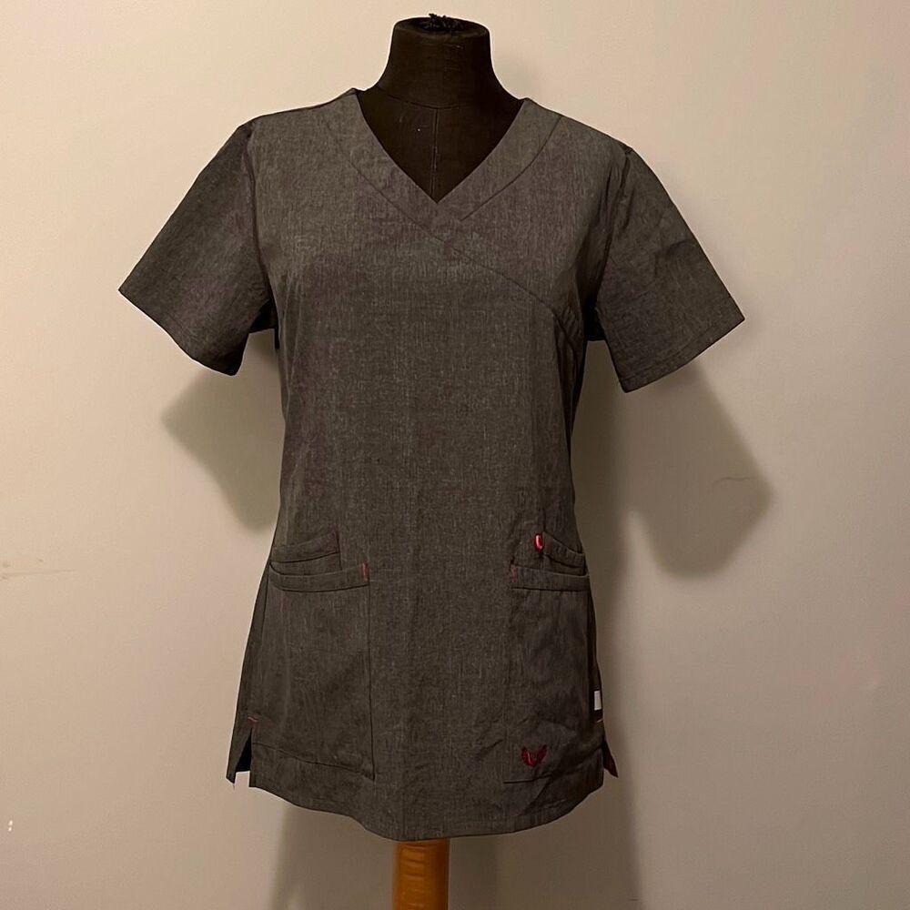 Smitten Gray Professional Scrub Top